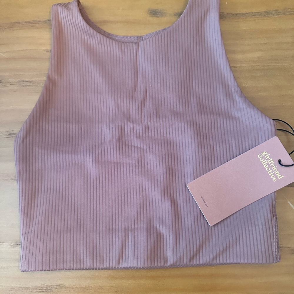 Girlfriend Collective Mauve Ribbed Tank Top
